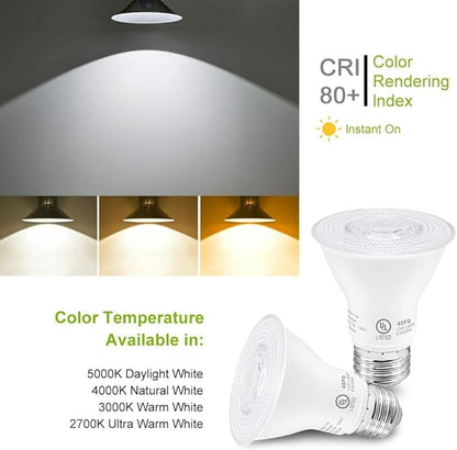 7W Par20 LED Bulb (50W Equivalent), UL Listed, 4000k Nature White Dimmable Flood Bulbs Lights, 500 Lumens, E26 Base, Recessed Lighting for Indoor Outdoor, 12 Pack