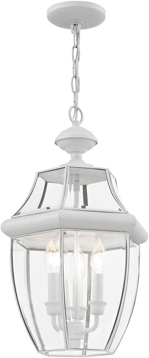Livex Lighting 2355-03 Monterey 3-Light Outdoor Hanging Lantern, White
