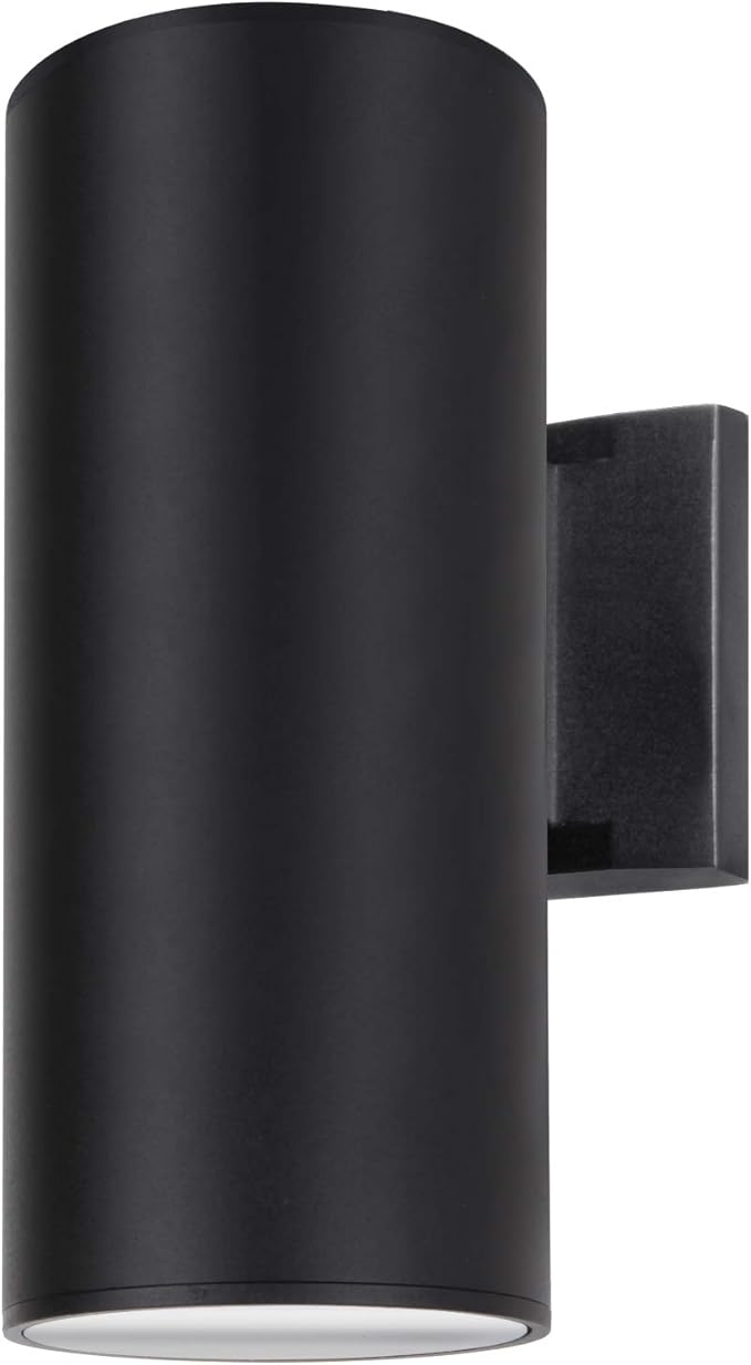 Outdoor Wall Light, Exterior Lighting - ETL Listed, Die-Casting Aluminum Waterproof Wall Mount Cylinder Design - Up Down Light Fixture for Porch, Backyard and Patio (Black)