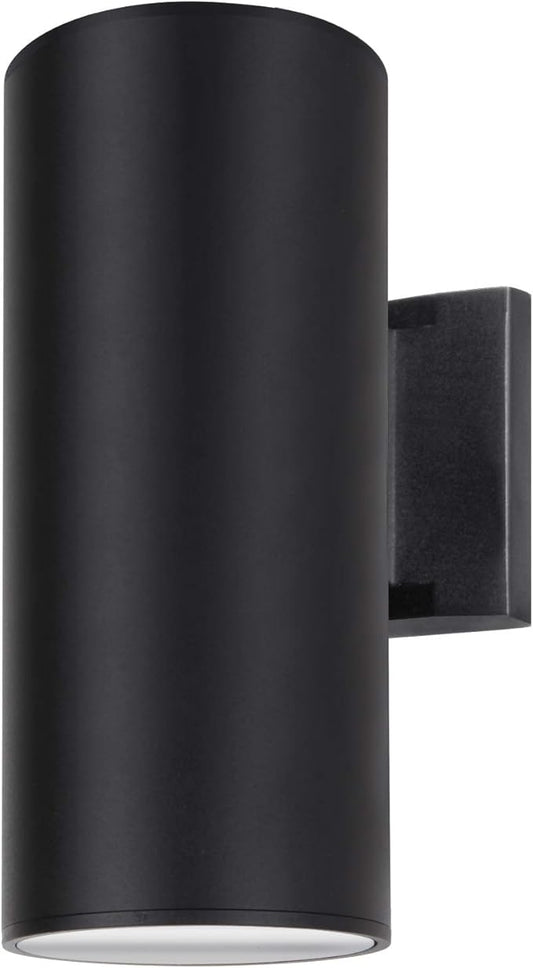 Outdoor Wall Light, Exterior Lighting - ETL Listed, Die-Casting Aluminum Waterproof Wall Mount Cylinder Design - Up Down Light Fixture for Porch, Backyard and Patio (Black)