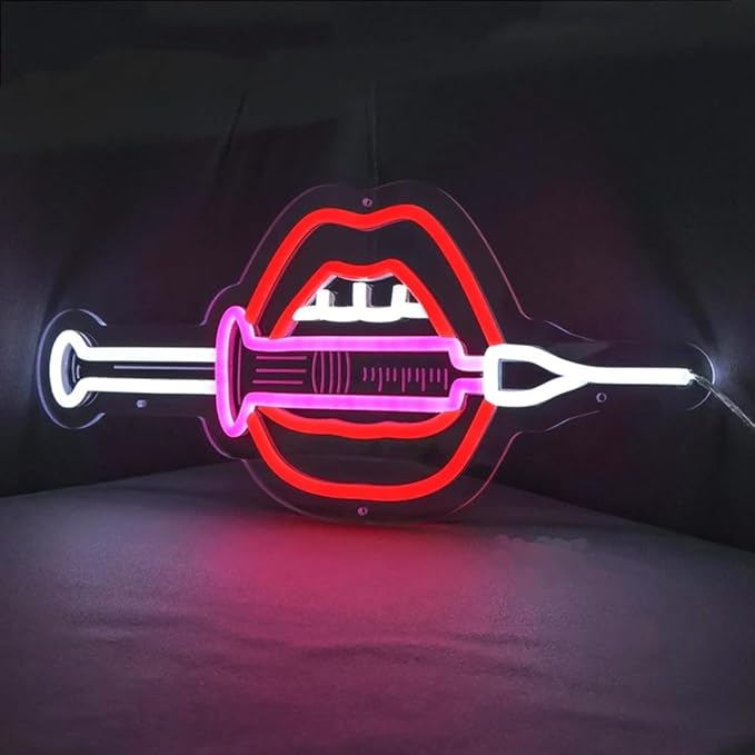 Lips Botox Neon Sign, Botox Neon Sign, Med Spa Decor, Spa Studio Decor, Botox and Filler, Surgery Office Art, Injection Beauty Salon Sign USB Size:20x9inches