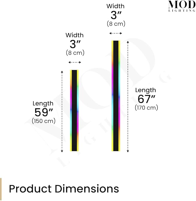 𝗠𝗢𝗗 𝗟𝗜𝗚𝗛𝗧𝗜𝗡𝗚 Haylen RGB | Waterproof Outdoor Wall Lights, Dimmable with Remote, 7 Colors and 358 Light Effects, Long Wall Sconce, Modern Linear Exterior Light Fixture, 1-Pack (RGB | 59")