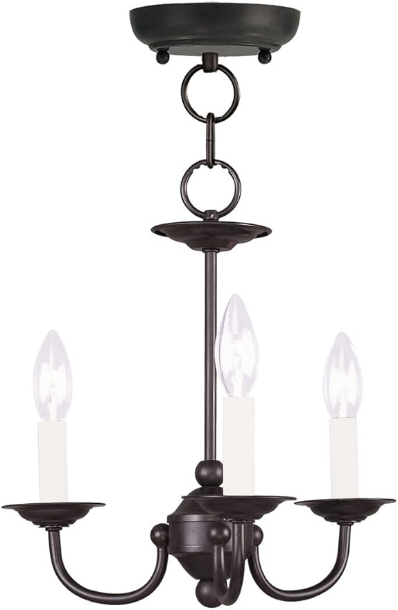 Livex Lighting 4153-04 Home Basics 3 Light Black Mini Chandelier, 14Hx14W