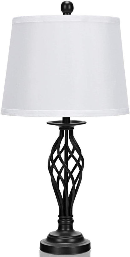 Tangkula Lamp Set 3-Piece Modern Home Living Room Bedroom Antique Bronze Finish Lamps, Floor Lamp and Table Lamps Set with Soft Pleated White Fabric Shades (Antique Bronze)