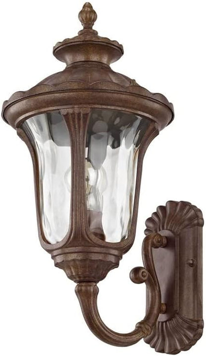 Livex Lighting 7652-58 Oxford 1 Light Imperial Bronze Cast Aluminum Wall Lantern with Light Amber Water Glass