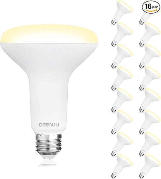 16 Pack BR30 LED Bulb, Dimmable Indoor Flood Lights 7W Equivalent 65W 2700K Soft White, CRI80, 650 LM, E26 Base, 15000 Lifetime Hours, Interior Energy Saving Recessed Light Bulb, Flicker-Free