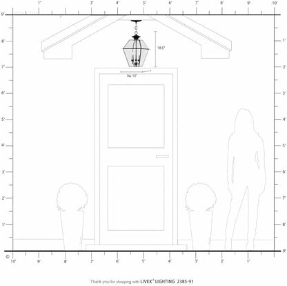 Livex Lighting 2385-04 Westover 3-Light Outdoor Hanging Lantern, Black