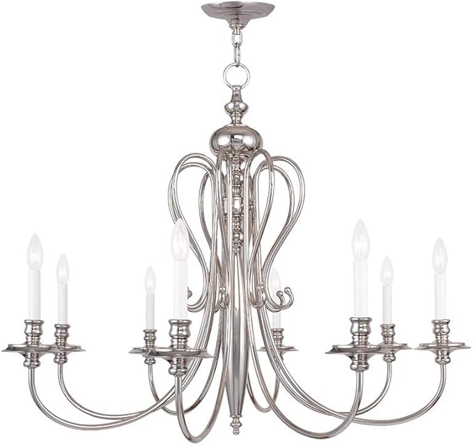 Livex Lighting 5168-35 Caldwell 8-Light Chandelier, Polished Nickel