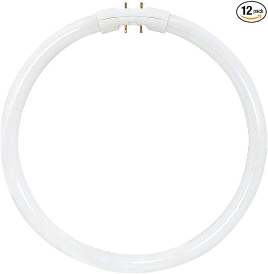 Satco S8162 3500K 55-Watt 2GX13 T5 Circline High Performance Lamp, Neutral White,Color (Pack of 12)