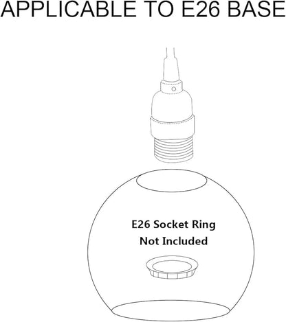 3 Pack Fixture Replacement Globe Shade, 6 Inch Diameter, E26 Base Clear Hammered Glass, Glass Globe Lampshade Cover for Pendant Wall Sconce Chandelier Vanity Light