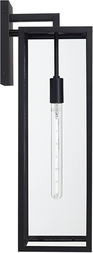 John Timberland Titan Modern Industrial Outdoor Wall Light Fixture Mystic Black 27" Clear Glass Panels for Exterior Barn Deck House Porch Yard Patio Outside Garage Front Door Garden Home Roof