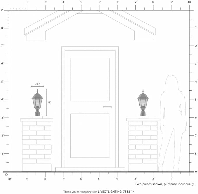 Livex Lighting 7558-14 Outdoor Post Top Light with Clear Beveled Glass Shades, 18" x 8", Black