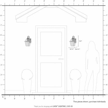 Livex Lighting 2181-91 Westover 1 Light BN Outdoor Wall Lantern, Brushed Nickel