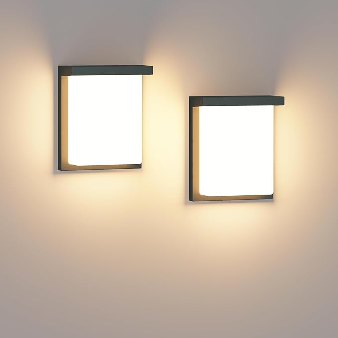 Tipace 2 Pack Modern Outdoor Led Wall Light,30W 3000K 1200Lumen Porch & Patio Hardwired Outside Wall Mount Wall Sconces,Exterior IP65 Waterproof Aluminum Wall Lamp for Front Door Garage Garden