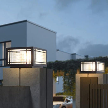 SLAWA Outdoor Post Cap Lights - Modern Square Fence Pillar Lamps with Stainless Steel Housing - Waterproof Lawn Column Cap Lamp for Courtyard and Deck