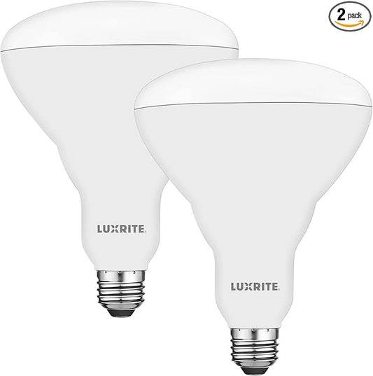 Luxrite BR40 LED Light Bulbs, 85W Equivalent, 3500K Natural White, Dimmable, 1100 Lumens, LED Flood Light Bulb, 13W, E26 Medium Base, Indoor/Outdoor - Perfect for Office and Recessed Lighting (2 Pack)
