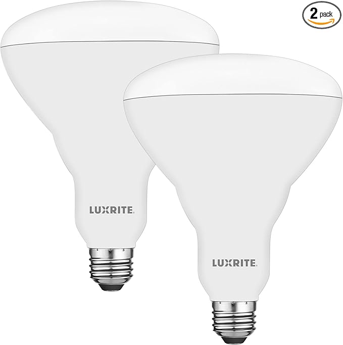 LUXRITE BR40 LED Light Bulbs, 85W Equivalent, 4000K Cool White, Dimmable, 1100 Lumens, LED Flood Light Bulb, 13W, E26 Medium Base, Indoor/Outdoor - Perfect for Office and Recessed Lighting (2 Pack)
