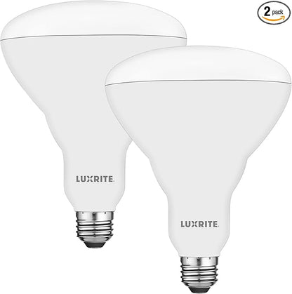 LUXRITE BR40 LED Light Bulbs, 85W Equivalent, 6500K Daylight, Dimmable, 1100 Lumen, LED Flood Light Bulb, 13W, E26 Medium Base, Indoor/Outdoor - Perfect for Office and Recessed Lighting (2 Pack)