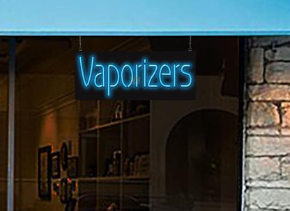 Vaporizers Neon Sign - 32" wide x 13" high - Real, Quality Hand Bent Neon - Bright Blue Letters