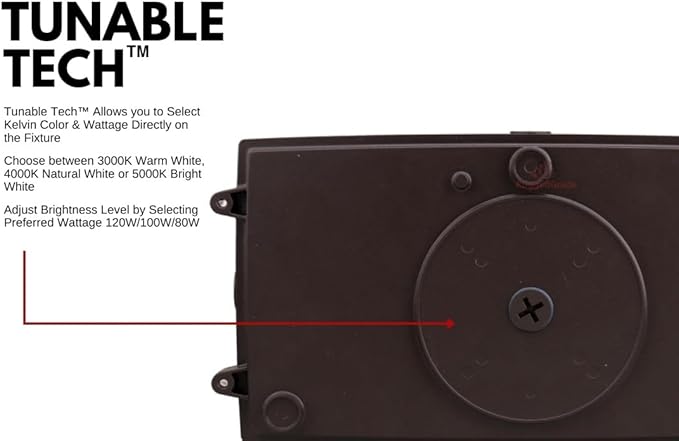 RuggedGrade 120W - Norani Series - Full Cutoff LED Downlight with Photocell - Wattage Selectable - 17,000 Lumens - Color Selectable 3000K/4000K/5000K - Outdoor LED Light - DLC 5.1 Premium