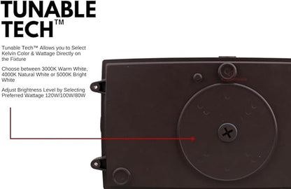 RuggedGrade 120W - Norani Series - Full Cutoff LED Downlight with Photocell - Wattage Selectable - 17,000 Lumens - Color Selectable 3000K/4000K/5000K - Outdoor LED Light - DLC 5.1 Premium