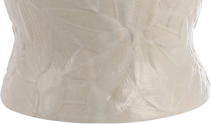 JONATHAN Y JYL6617A 31.5" Bohemian Palm Leaf Ceramic Table Lamp, Cream Cottage Bedside Lamp for Living Room, Bedroom Nightstand, Coastal End Table Lamp with White Linen Shade, LED Bulb Included