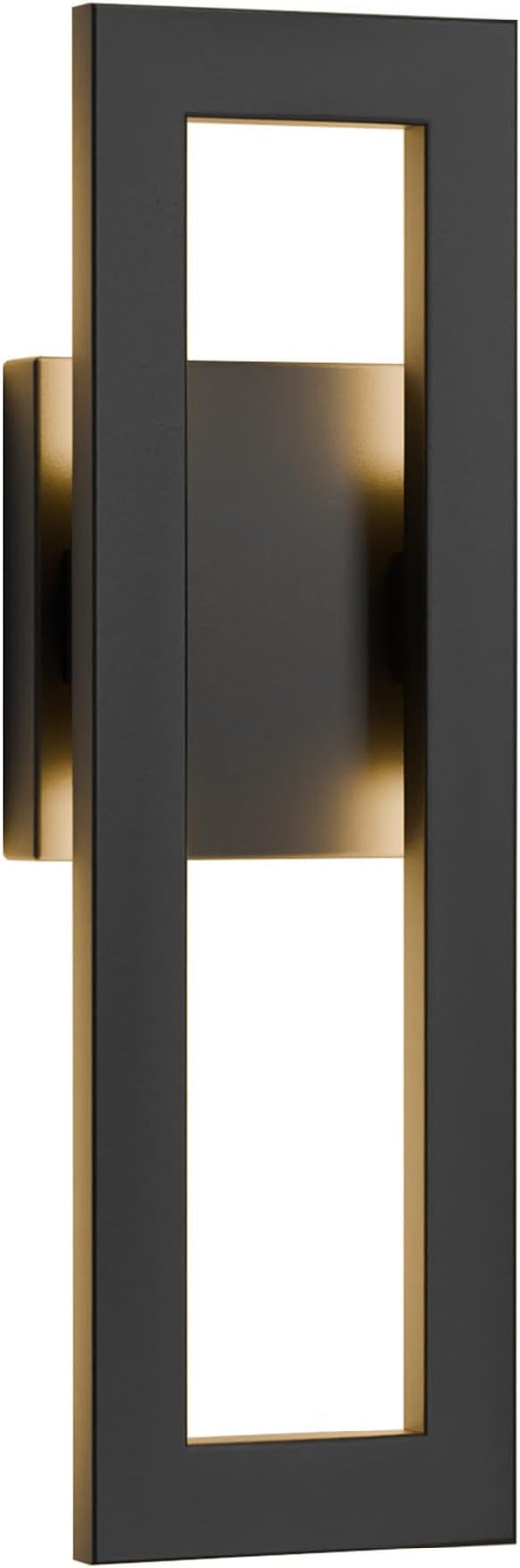LamQee 14" Modern Outdoor Wall Lights, 3000K 1000LM Integrated LED Exterior Lighting Fixtures with Rectangle Frame, Matte Black Linear Outside Sconce Wall Mount for House Front Porch Patio Garage Door