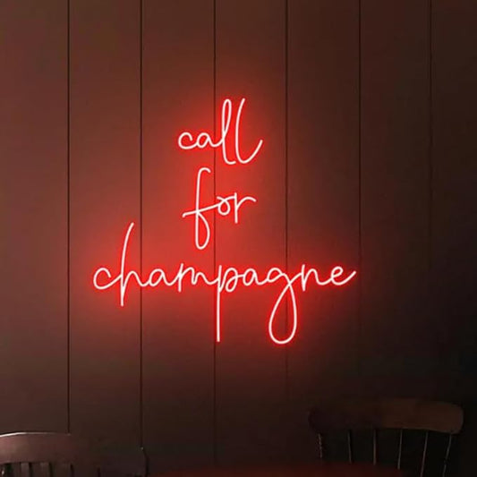 Call for Champagne Neon Sign – LED Wall Light for Bar, Party, Wedding, or Home Decor Size:20inches