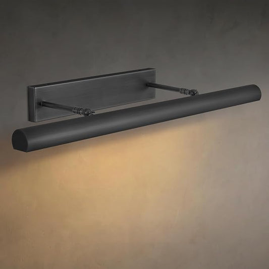 Matte Black Picture Lights for Wall, 30" Linear Picture Light Hardwired, 4-Light Bronze Art Light, Dimmable Gallery Light for Paintings, Warm White 270° Picture Frame Lights for Bathroom, Living Room