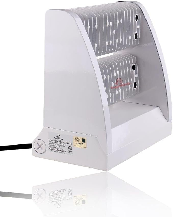 RuggedGrade 80W - Rotate IV Series LED Wall Pack - 11,100 Lumens - Color Selectable 3000K/4000K/5000K - Outdoor LED Wall Light - White - DLC 5.1 Premium
