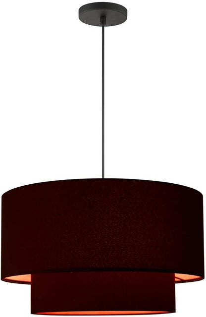 Livex Lighting 45618-04 Sentosa Collection 3-Light Pendant Hanging Light with Black and Orange Hardback Fabric Shade, Black, 20 x 20 x 99