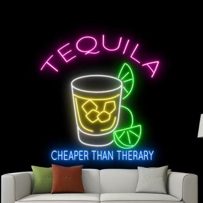 Tequila Neon Sign For Bar Decor, Tequila Bar Led Light, Tequila Glass Neon Light, Pub Wall Decor, Wine Lover Gift Size:20inch