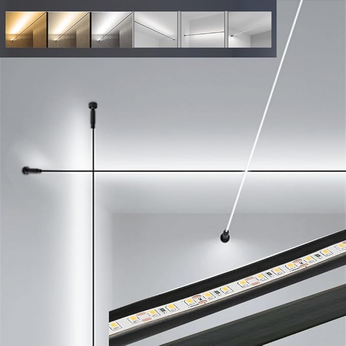 Skyline Steel Strip Light Linear Wall Lamp Strip Family Decoration Steel Bar Villa Aisle Bar DIY Length LED Light Cutting Slim Sconce for Wall Ceiling Floor Lighting,6000K Black 236Inch