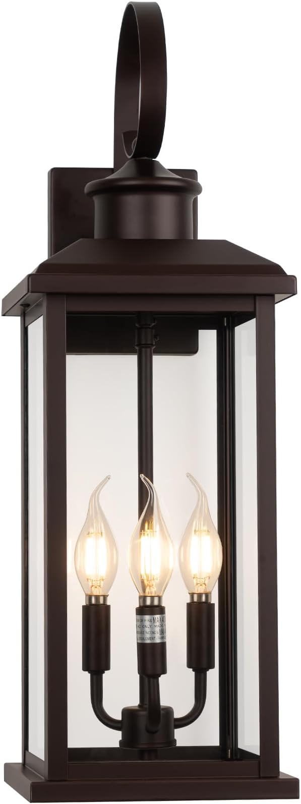24" Outdoor Lighting Fixture- Bronze 3-Light Exterior Lighting Fixture Waterproof Modern Porch Sconce, Outside Lantern for House Garage Patio E12 Base