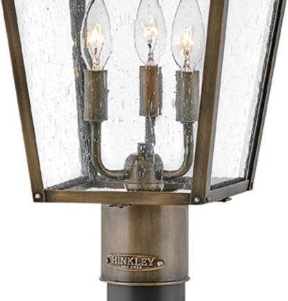 Hinkley Huntersfield Medium Post Top or Pier Mount Outdoor Lantern - Aluminum, Clear Seedy Glass, Traditional European Style - Burnished Bronze Finish