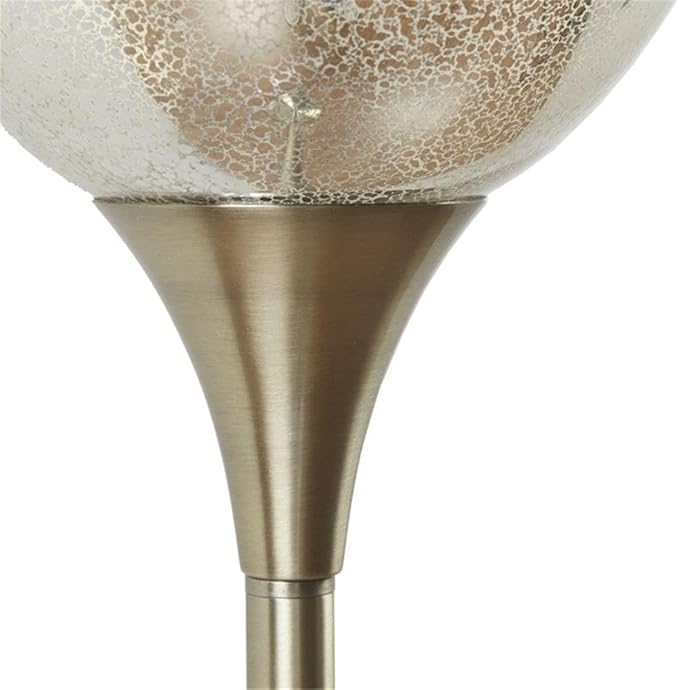 Pemberly Row Iron Metal Floor Lamp with Glass Shade in Antique Brass