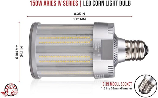RuggedGrade Aries IV Series 150W LED Corn Light Bulb | 22,200 Lumens | 5000K Bright White | E39 Base | Energy Efficient LED Light | DLC 5.1 Premium