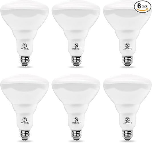 Energetic BR40 LED Light Bulbs, Indoor Flood Light, Dimmable, 5000K Daylight, 110W Equivalent, 1600LM, E26 Base, Recessed Can Lights, High Lumen, Flicker Free, UL Listed, 6 Pack
