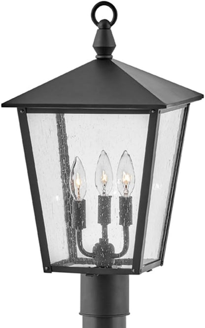 Hinkley Huntersfield Medium Post Top or Pier Mount Outdoor Lantern - Aluminum, Clear Seedy Glass, Traditional European Style - Black Finish