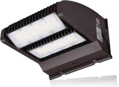 RuggedGrade 120W - Rotate IV Series LED Wall Pack with Photocell - 17,100 lumens - 5000K Bright White - Wattage Selectable - Outdoor LED Wall Light - Brown - DLC 5.1 Premium