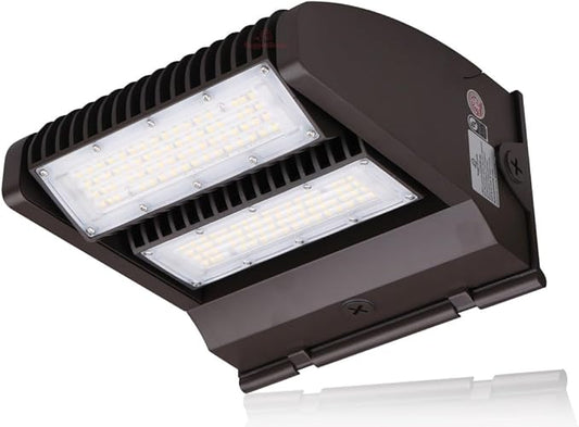 RuggedGrade 120W - Rotate IV Series LED Wall Pack with Photocell - 17,100 lumens - 5000K Bright White - Wattage Selectable - Outdoor LED Wall Light - Brown - DLC 5.1 Premium