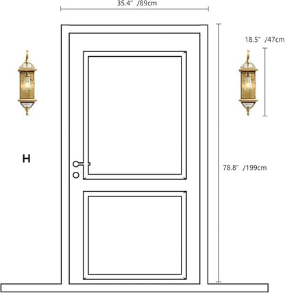 Milaii Outdoor Wall Light with Clear Glass Waterproof Exterior Light Fixtures Oil Rubbed Brass 18.5 inch Copper Wall Mount Lights for for Patio Garage Front Porch (Bulb not Included)