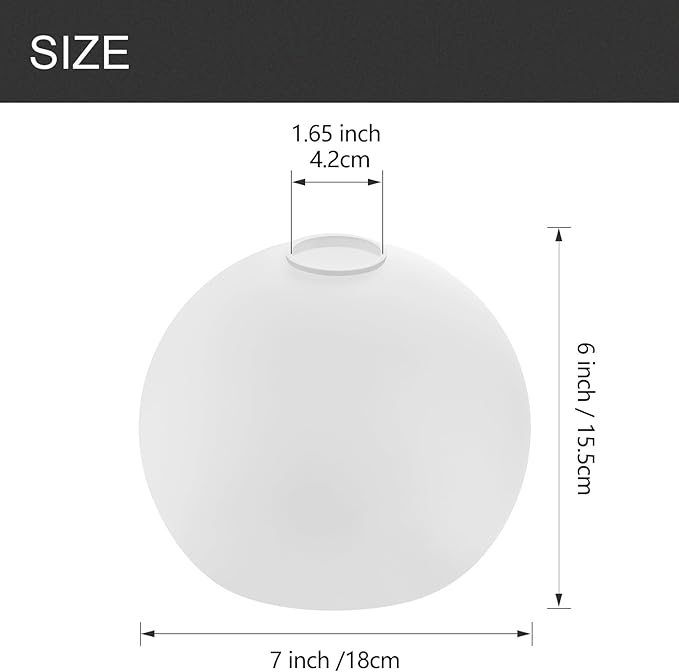 ANYLOVE Hammered Glass Globe Shade，Fixture Replacement Shade,7" Diameter, Replacement with 1.65 Inch Fitter for Wall Lamps Chandeliers or Ceiling Light,2Pack