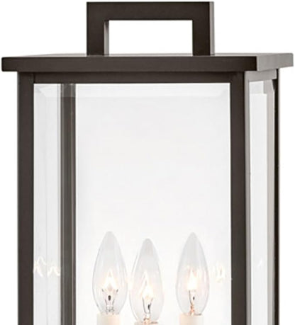 Hinkley Weymouth Collection Three Light Outdoor Large Post Top or Pier Mount Lantern, Oil Rubbed Bronze