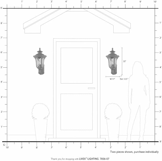 Livex Lighting 7856-07 Oxford 3 Light Outdoor Wall Lantern, Bronze
