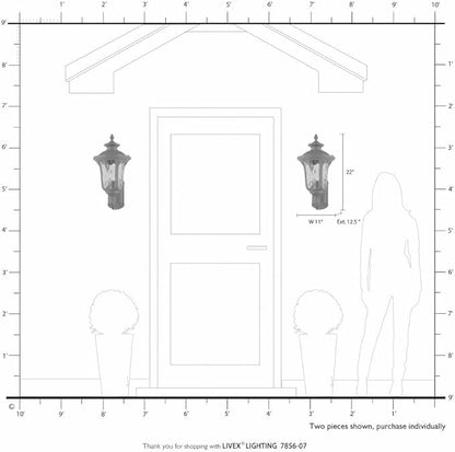 Livex Lighting 7856-07 Oxford 3 Light Outdoor Wall Lantern, Bronze