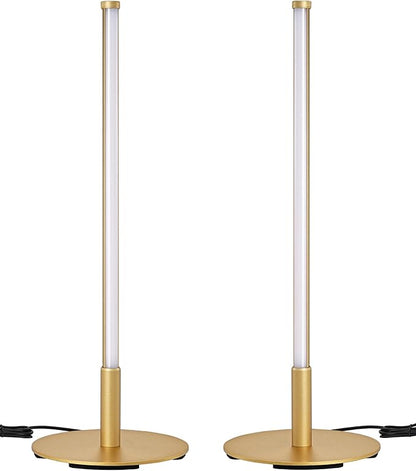 EDISHINE Upgraded LED Table Lamp Set of 2, Stepless Dimmable Bedside Lamps with Metal Finish & 3 Color Temperature, 6W Modern Desk Lamps, Gold Nightstand Lamp for Bedroom, Living Room, Corner, Gift