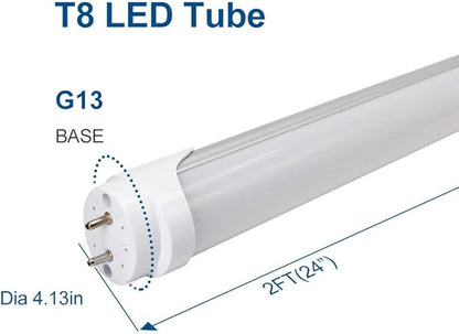 LightingWill LED T8 Light Tube 2FT, Warm White 3000K-3500K, Dual-End Powered Ballast Bypass, 1000Lumens 10W (24W Fluorescent Equivalent), Frosted Cover, AC85-265V Lighting Tube Fixtures, 4 Pack…