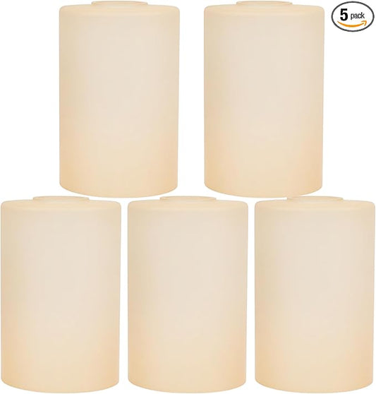 Glass Lamp Shade Replacement Globe & Cover for Light Fixture, 6-1/16" Height 4-1/16" Diameter, 1-5/8 inch Fitter, 5 Pack Light Amber Frosted Cylinder Glass Shade