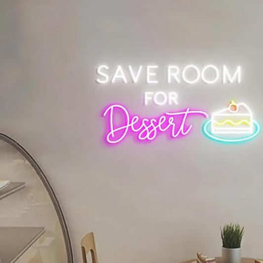 Save Room for Dessert Neon Sign, Dessert Cake Wall Decor, Cake Bake Shop Wall Light, Bake Shop Dessert Sign, Décor Ideas for Cake Shops Size:W20 x H9inches